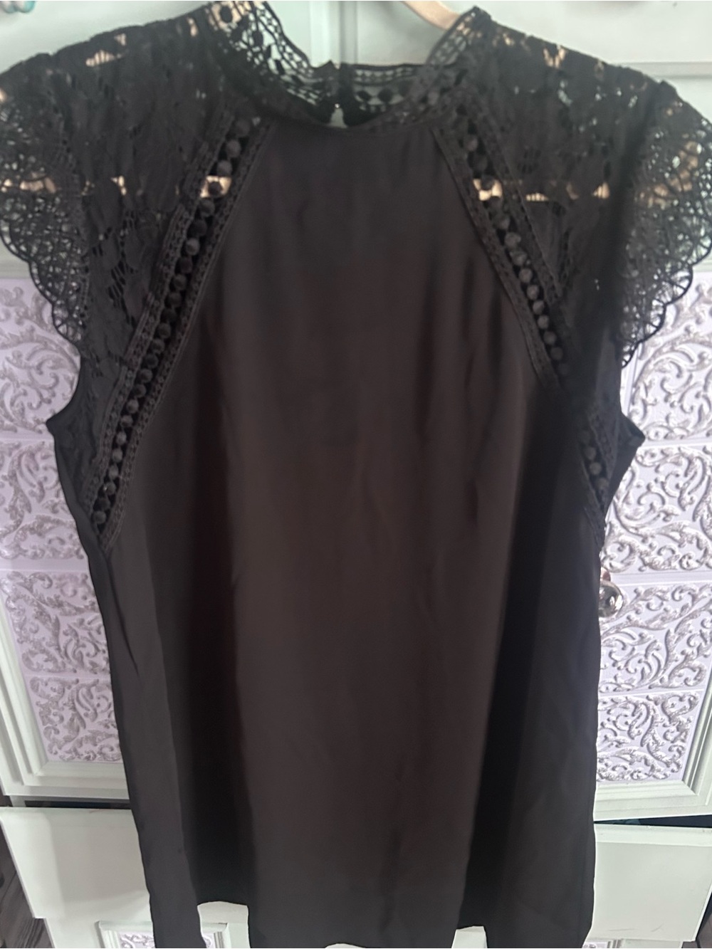 Zara Black Lace High-Neck Blouse